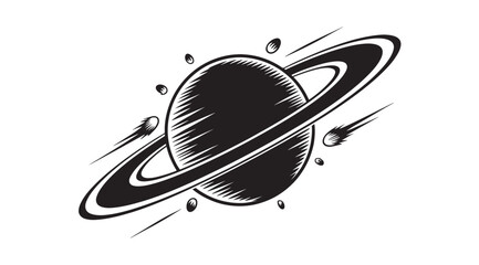 Saturn Planet Black and White Vector Illustration Icon for Space Science Astronomy Education and Cosmic Themed Graphic Design Projects  © Ibrahim