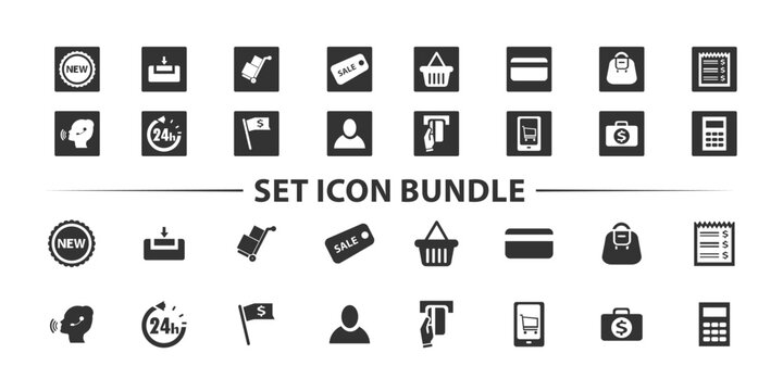 E commerce icon bundle for shopping and finance