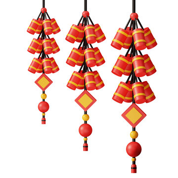 Firecrackers hanging festive Chinese New Year decoration  red
