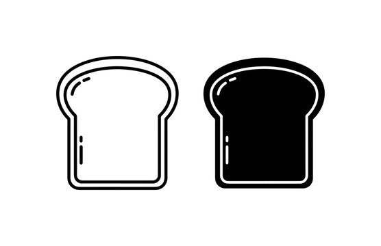 Toast Bread Slices, Simple Outline and Solid Icon Set