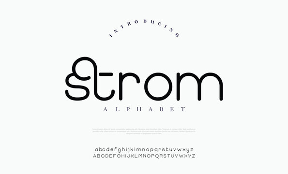 Strom, Minimal modern alphabet fonts and numbers. Abstract urban thin line font typography typeface uppercase lowercase. vector illustration