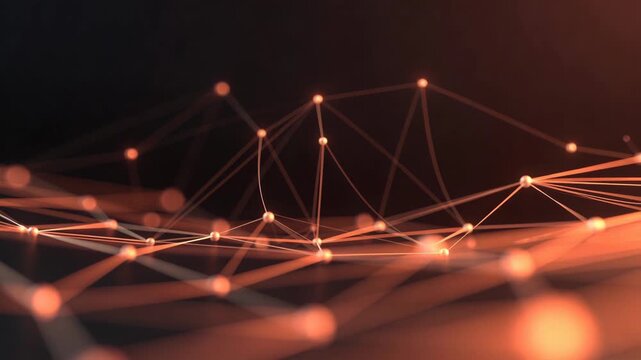 Glowing nodes linked by bright lines in abstract style on dark background, concept of digital connection network