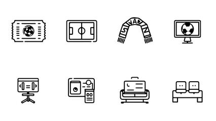 Football Stadium and Match Equipment Vector Icon Set for Sports Apps © Azizul