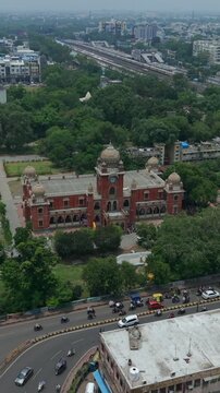 Vertical Aerial View of Mahatma Gandhi Hall Indore Madhya Pradesh India