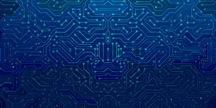 blue circuit board pattern symmetrical technology background with interconnected lines and nodes