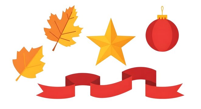 Independence day transparent elements star leaves ribbon and ornament graphic