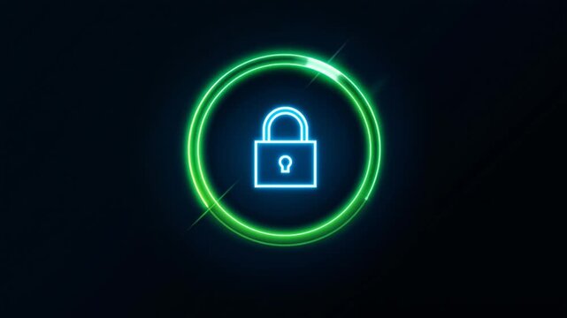 Mel neon lock inside glowing circle in cyber setting with bright colors and effects