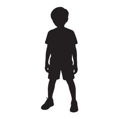 Fototapeta premium Boy silhouette standing confidently isolated on white background