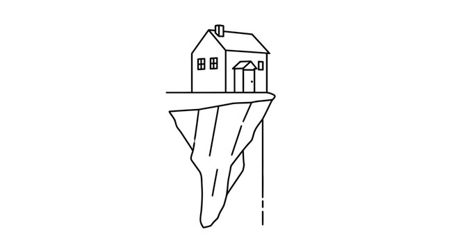 House on cliff edge, precarious, danger, risk, isolated, unstable, extreme