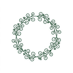 Simple green eucalyptus wreath illustration with delicate leaves. © henceta