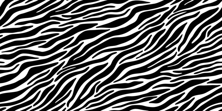 Seamless black and white zebra stripe pattern bold contrasting animal print texture