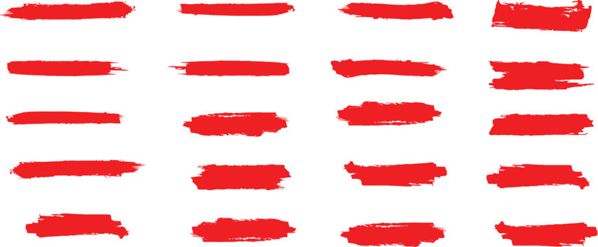 Red vector rough edge rectangles. Distressed painted textured rectangles. Paint brush strokes. Hand drawn crayon grunge brush rectangle frame. vector illustration.