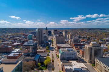 Fototapeta premium Aerial View of a Bustling Central Business District Skyline