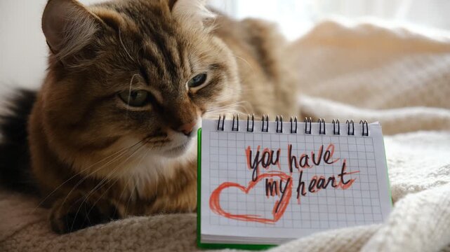 A pretty kitten relaxing beside a notepad with the sweet message You Have My Heart. Pure charm and heartfelt warmth in one frame &mdash; perfect for Valentine&rsquo;s Day, birthdays, or a cute dating surprise. 