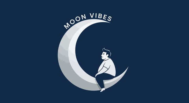Man sitting on a crescent moon at night pixel art