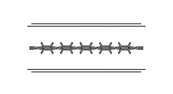 Barbed Wire Border Design - Industrial, Security, and Boundary Symbol