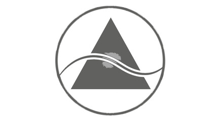 Fototapeta premium Abstract Triangle Symbol with Wave and Cloud in Circle