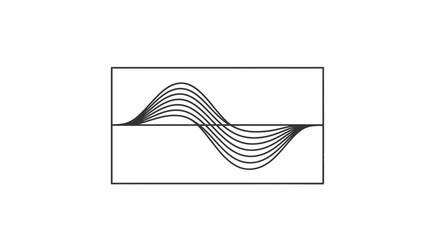 Fototapeta premium Abstract Waveform Lines Flowing Through Rectangular Frame, Dynamic Motion Concept