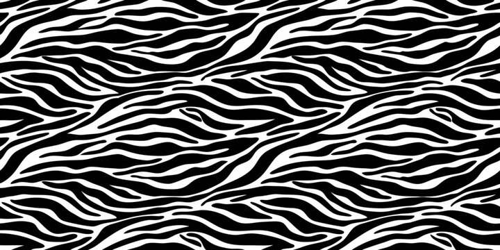 Seamless black and white zebra stripe pattern abstract animal print background
