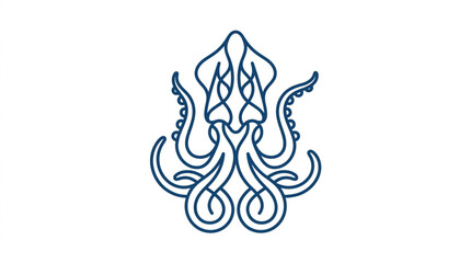 Obraz premium Stylized Line Art Illustration of a Kraken or Squid.