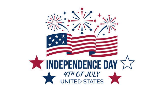 Independence Day greeting with US flag and star accents.