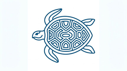 Stylized Outline of a Sea Turtle with Intricate Shell Pattern. © dip