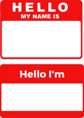Hello my name is and hello im red name tag sticker vector illustration set © Solo