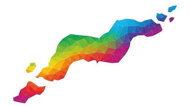 Colorful Low Poly Map of Timor-Leste