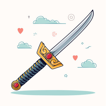 Decorative Sword with Ornate Hilt and Gemstones