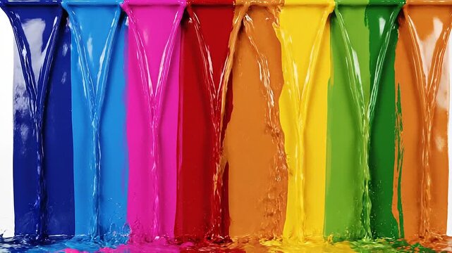 Colorful Paint Drips Border on White Background