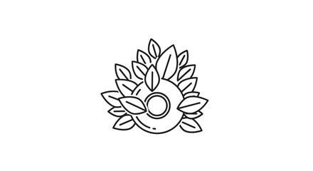 Fototapeta premium Minimalist Line Art: Organic CD/DVD with Green Leaves, Eco-Friendly Technology Concept