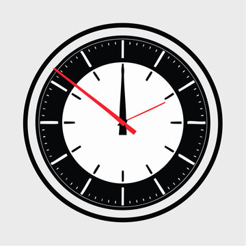 Modern Clock Face with Red Hands