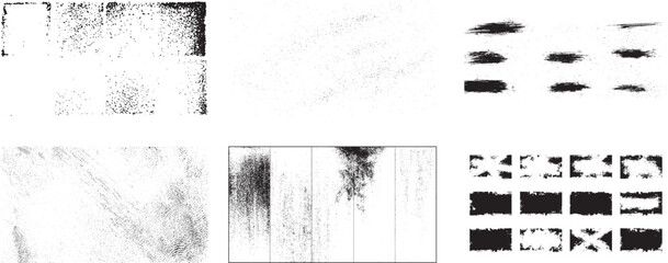 Fototapeta premium Black Grain Distress Overlay Collection with Set Grunge Scratches Dusty Damage and Worn Texture Backgrounds