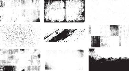 Fototapeta premium Distressed Grain Texture Pack with Letterpress Ink Effects and Retro Halftone Grunge Backgrounds for Design Set 