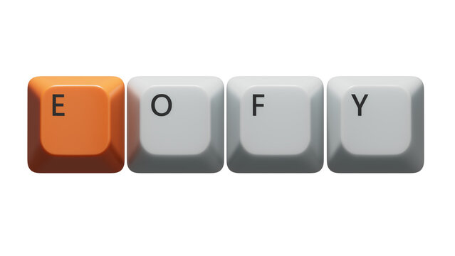 eofy word on Computer keyboard keys.close up of Computer keyboard keys,Business Concept.Supports PNG files with transparent backgrounds.