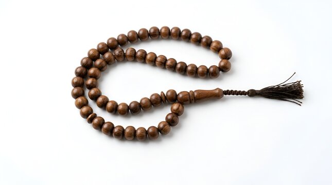 Islamic Prayer Beads Rosary Tasbih on White Background