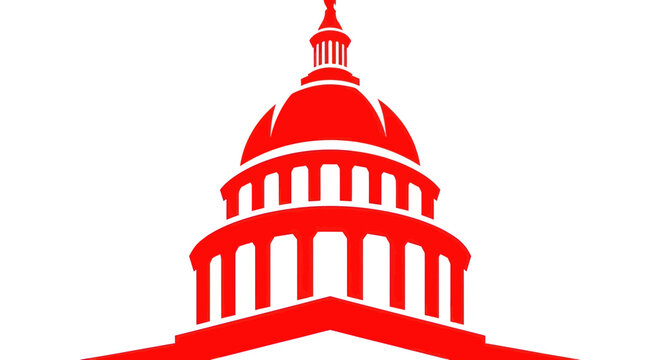 Red Capitol Building Silhouette - Government Landmark Icon