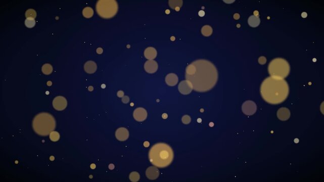 Golden bokeh circles particles floating on dark blue luxury premium vip background