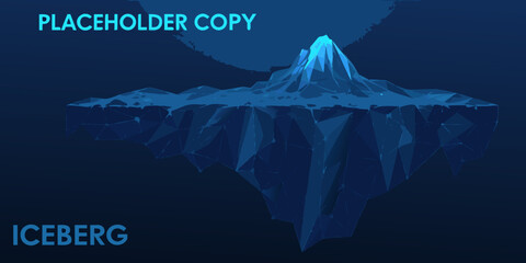 polygonal iceberg illustration with a low poly design and a blue gradient background © Bithi