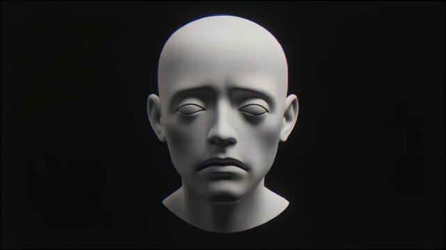 デジタルノイズに包まれた悲しみを映す3Dフェイスポートレート