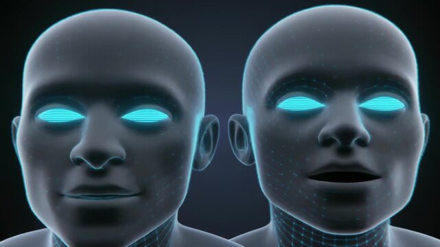 表情がゆっくり変化する近未来的な3D顔ポートレートアニメーション