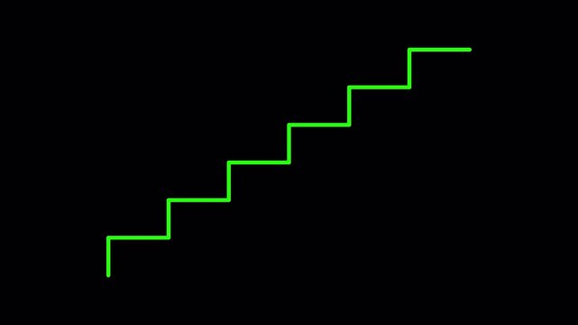 Staircase Step Growth Chart Animation - 4K Alpha Data Visualization