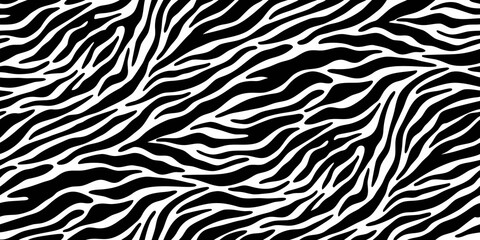 Seamless black and white zebra stripes pattern abstract animal print background texture © Bithi