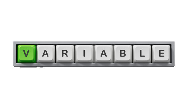 Computer keyboard keys with text VARIABLE. financial market. financing.close up of Computer keyboard keys,Business Concept.Supports PNG files with transparent backgrounds.
