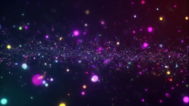 幻想的な光粒子が漂う未来的で鮮やかな抽象背景