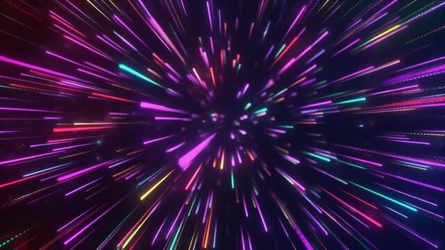 幻想的な光粒子が漂う未来的で鮮やかな抽象背景