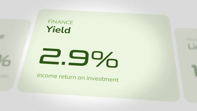 Financial yield percentage numbers increasing rapidly on a digital screen interface displaying investment income returns in a smooth motion graphic sequence for modern business corporate data analysis