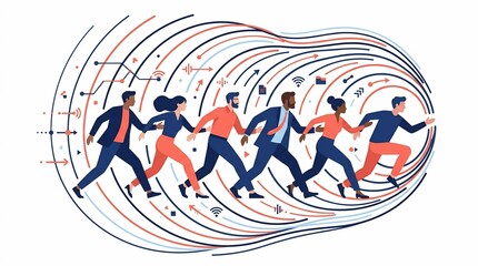 Fototapeta premium Diverse Business Professionals Running Together Toward Success and Future Growth.