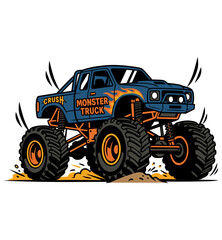 Vintage Monster Truck Off Road Racing Illustration for T Shirt Print © Noman