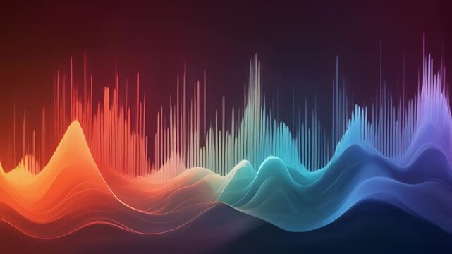 発光する波形が広がる音楽ビジュアル風グラデーション背景アニメーション